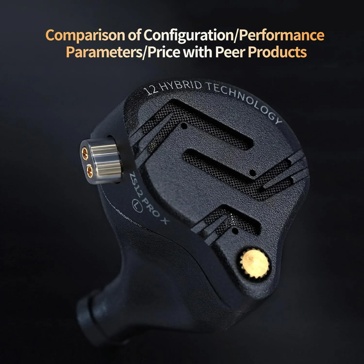 KZ ZS12 PRO X in Ear Monitor IEM for Gaming Headphones,1DD 5BA Hybrid Wired Earbuds,KZ Earphones,Best in Ear Headphones with 2PIN Cable for Audiophile (Dark Black,Tunable Version, with Microphone)