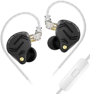 KZ ZS12 PRO X in Ear Monitor IEM Headphones,1DD 5BA Hybrid Wired Gaming Earbuds,KZ Earbuds Earphones,Best in Ear Headphones with 2PIN Cable for Audiophile (Dark Black, with Microphone)…