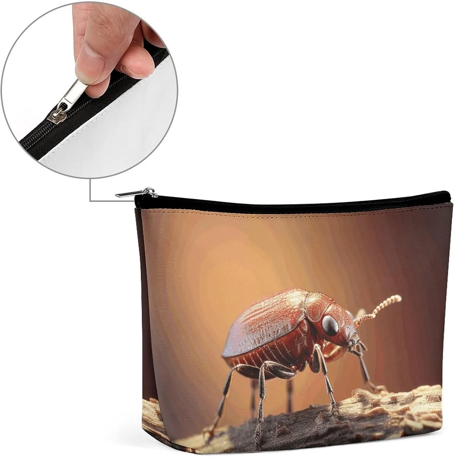 Ladies Makeup Bag Travel Toiletries Bag Small Bug Printed Portable Cosmetic Bag Suitable for Vacation Travel