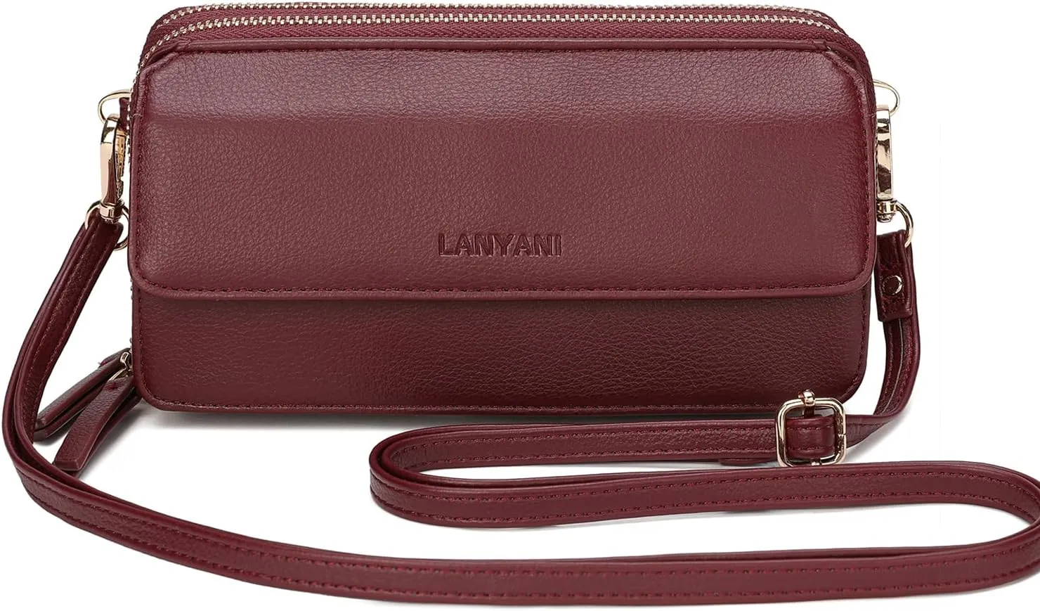 Lanyani RFID Crossbody Wallet Wristlet Purse with Phone Pocket For Women Vegan Leather