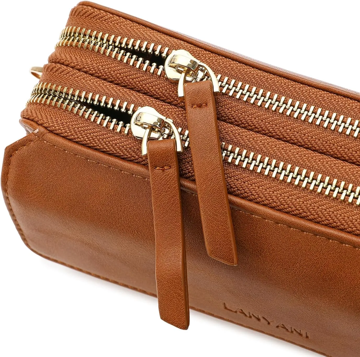 Lanyani RFID Crossbody Wallet Wristlet Purse with Phone Pocket For Women Vegan Leather