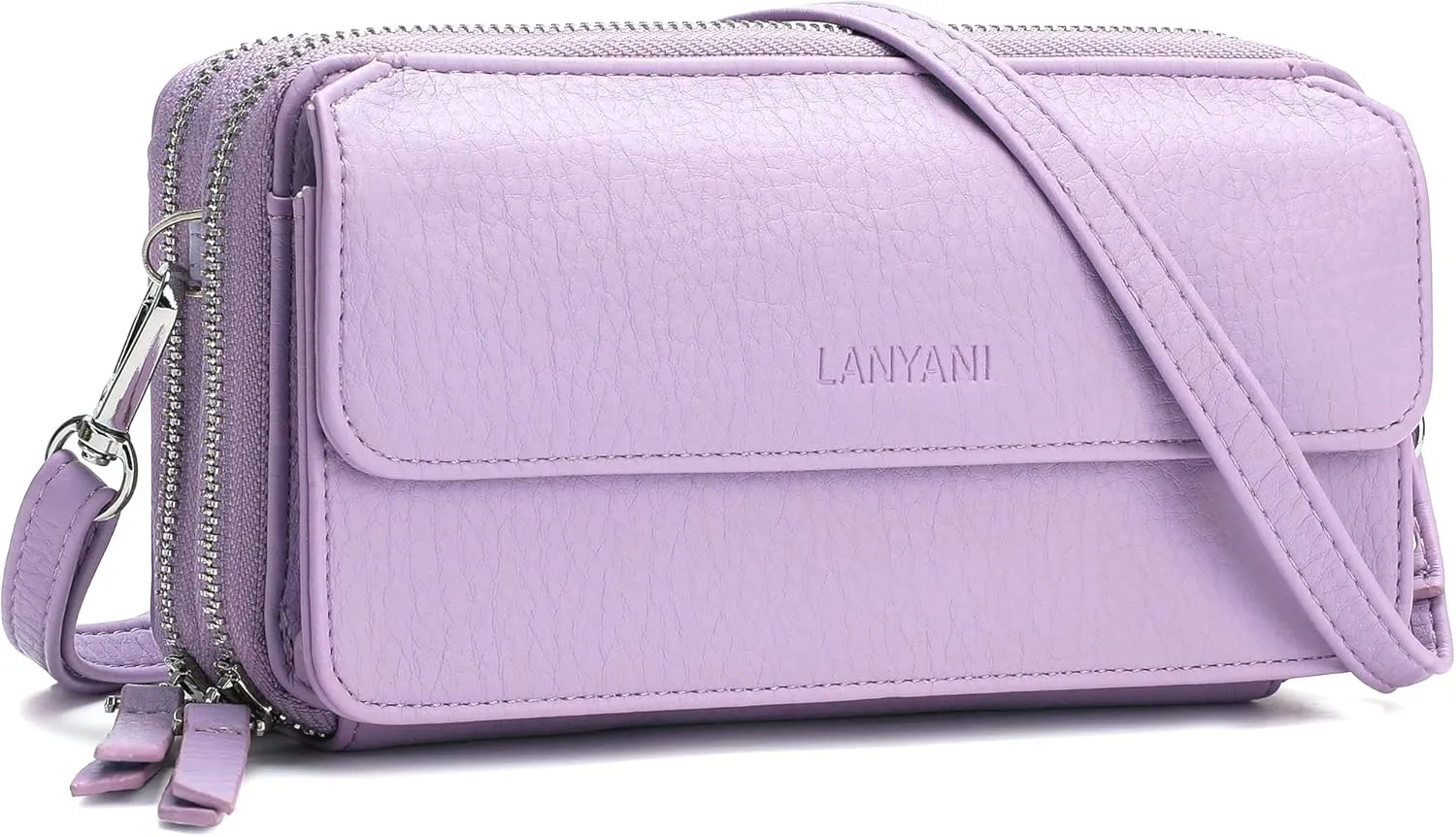 Lanyani RFID Crossbody Wallet Wristlet Purse with Phone Pocket For Women Vegan Leather