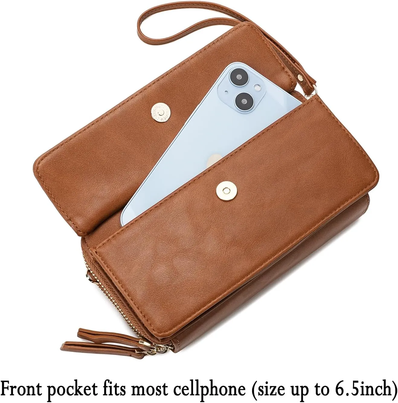 Lanyani RFID Crossbody Wallet Wristlet Purse with Phone Pocket For Women Vegan Leather