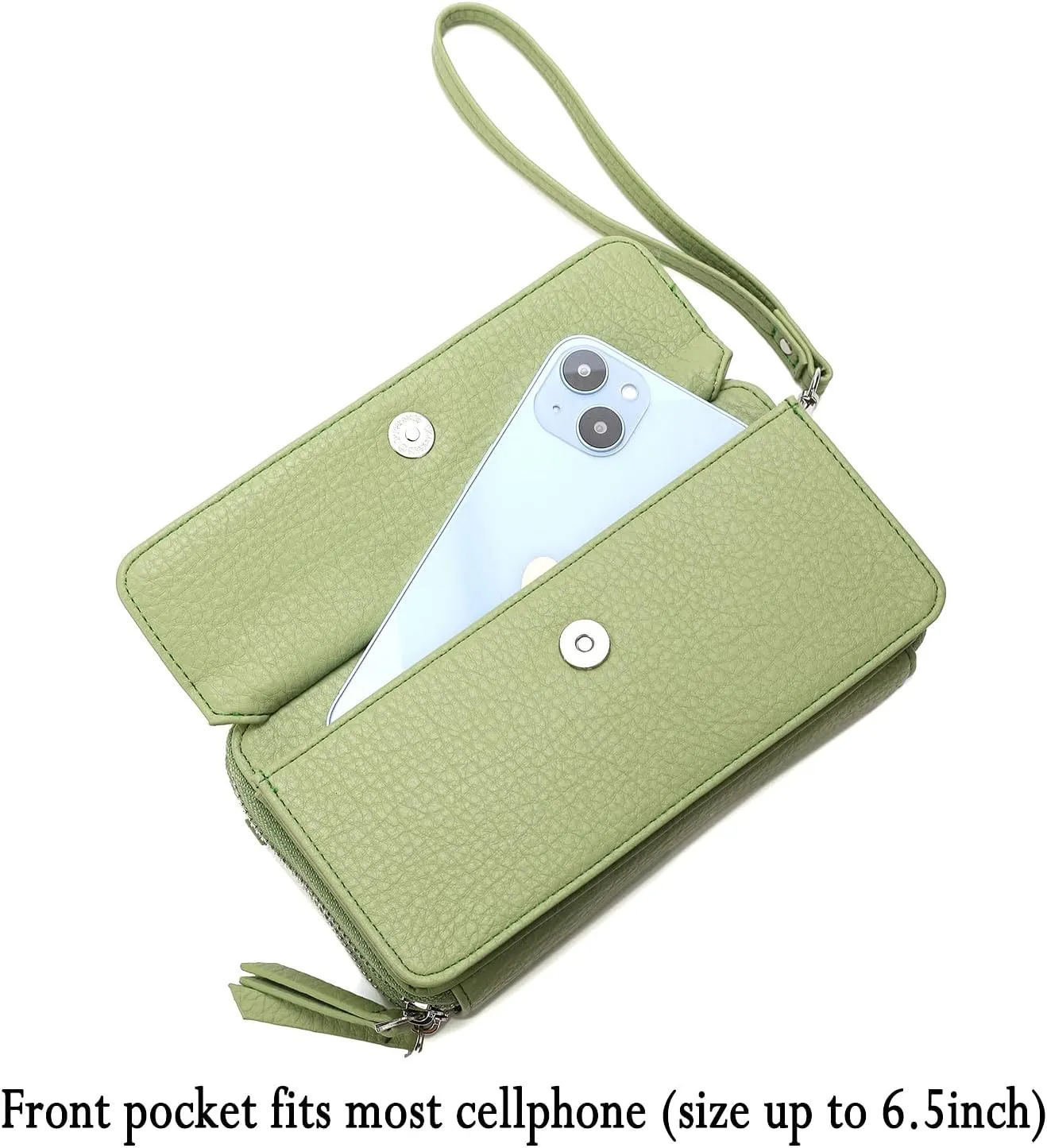 Lanyani RFID Crossbody Wallet Wristlet Purse with Phone Pocket For Women Vegan Leather