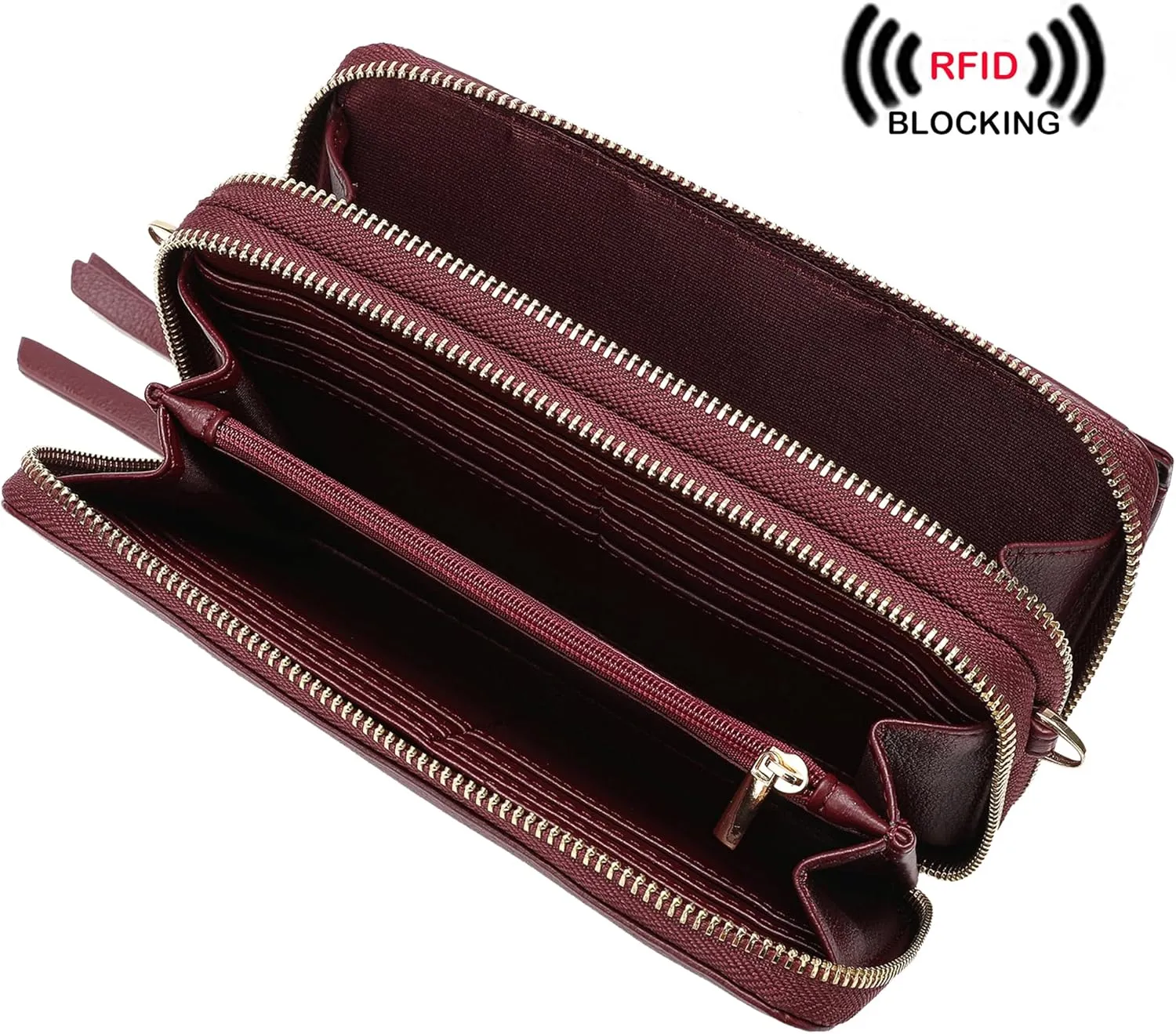 Lanyani RFID Crossbody Wallet Wristlet Purse with Phone Pocket For Women Vegan Leather