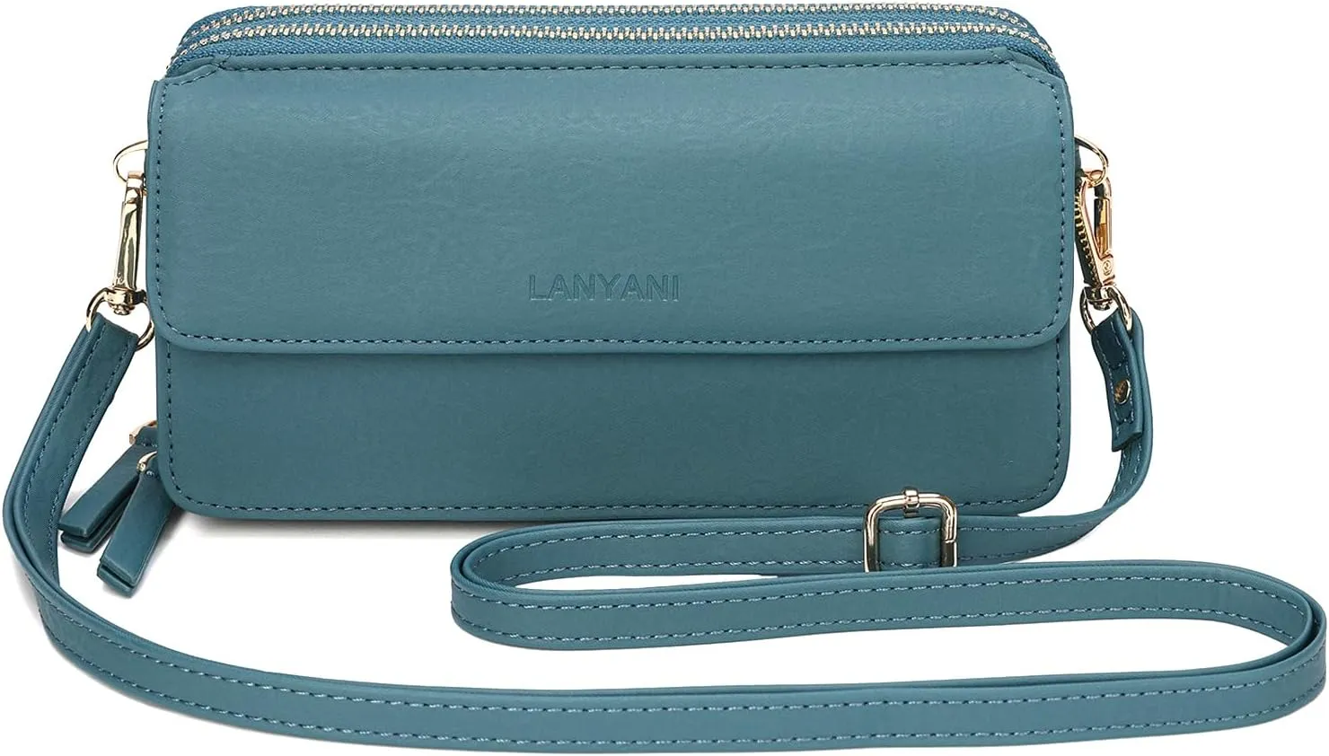 Lanyani RFID Crossbody Wallet Wristlet Purse with Phone Pocket For Women Vegan Leather