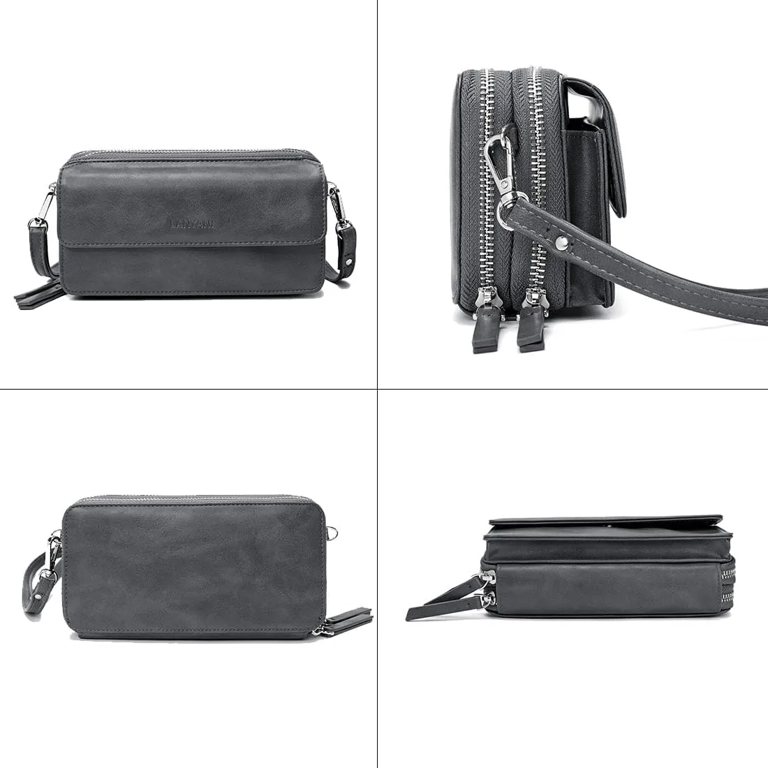 Lanyani RFID Crossbody Wallet Wristlet Purse with Phone Pocket For Women Vegan Leather