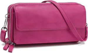 Lanyani RFID Crossbody Wallet Wristlet Purse with Phone Pocket For Women Vegan Leather