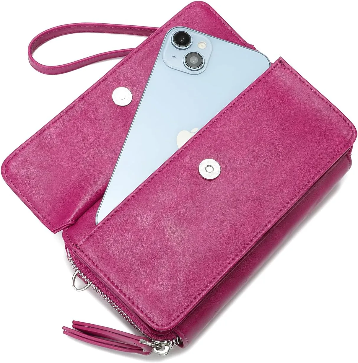 Lanyani RFID Crossbody Wallet Wristlet Purse with Phone Pocket For Women Vegan Leather