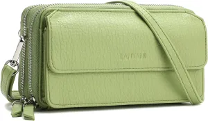 Lanyani RFID Crossbody Wallet Wristlet Purse with Phone Pocket For Women Vegan Leather