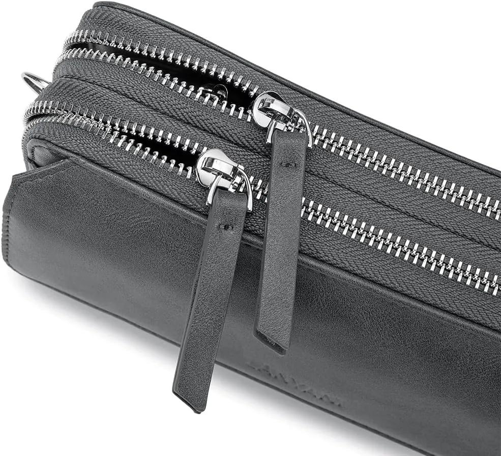 Lanyani RFID Crossbody Wallet Wristlet Purse with Phone Pocket For Women Vegan Leather