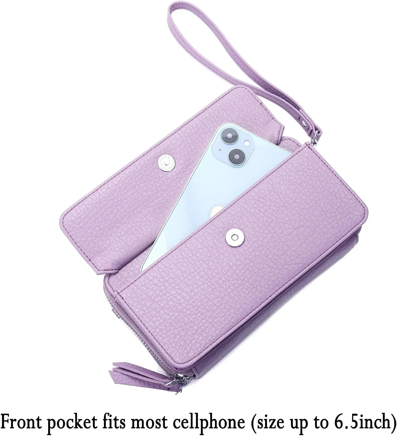 Lanyani RFID Crossbody Wallet Wristlet Purse with Phone Pocket For Women Vegan Leather