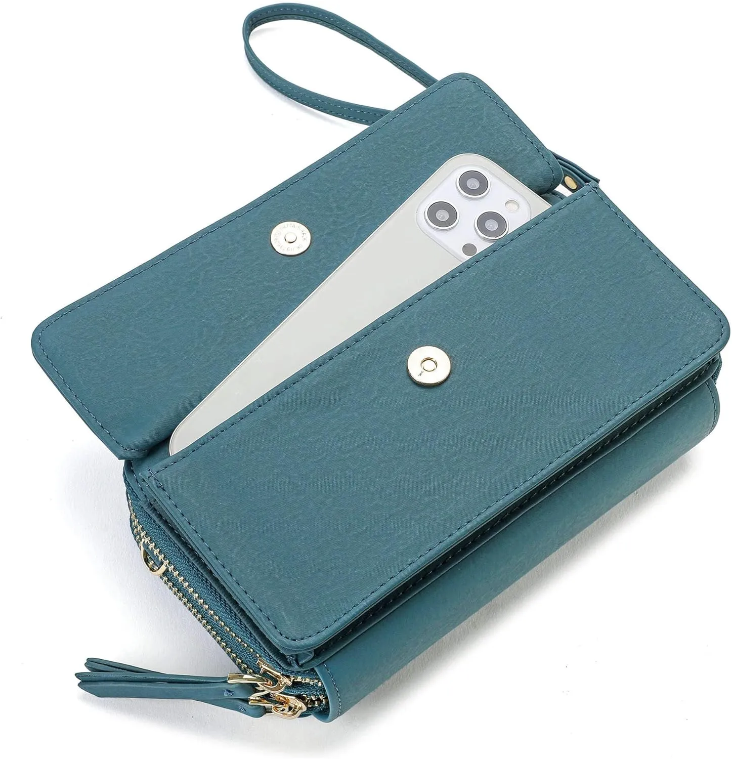Lanyani RFID Crossbody Wallet Wristlet Purse with Phone Pocket For Women Vegan Leather