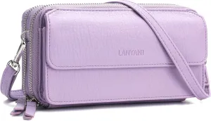 Lanyani RFID Crossbody Wallet Wristlet Purse with Phone Pocket For Women Vegan Leather