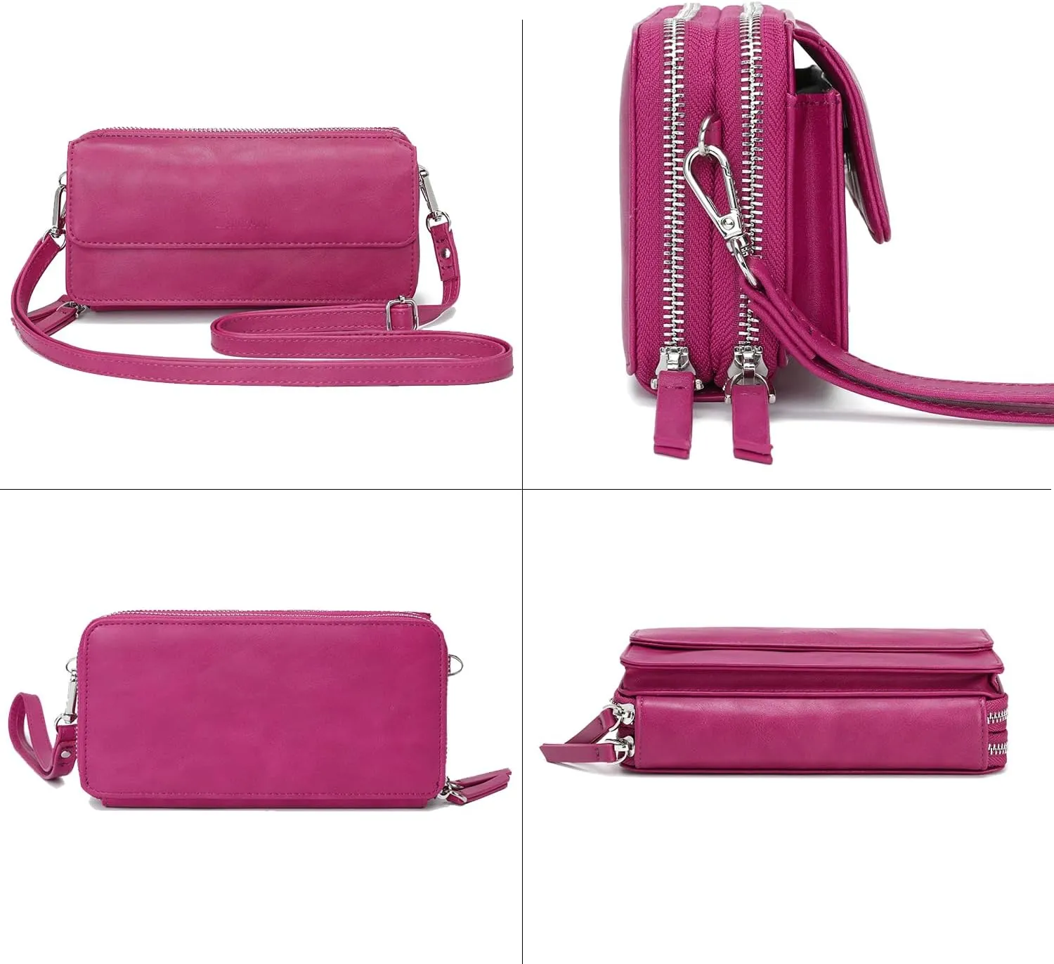 Lanyani RFID Crossbody Wallet Wristlet Purse with Phone Pocket For Women Vegan Leather