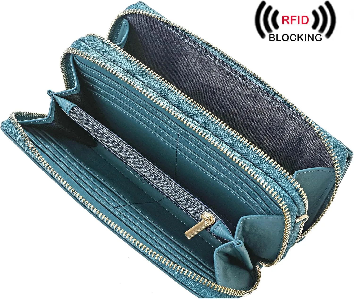 Lanyani RFID Crossbody Wallet Wristlet Purse with Phone Pocket For Women Vegan Leather