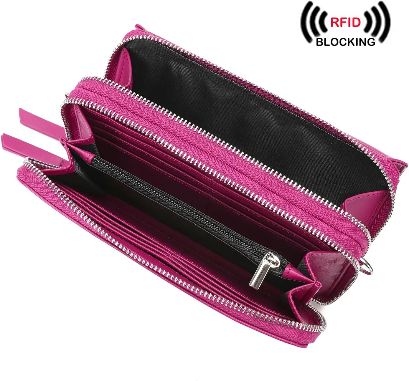 Lanyani RFID Crossbody Wallet Wristlet Purse with Phone Pocket For Women Vegan Leather