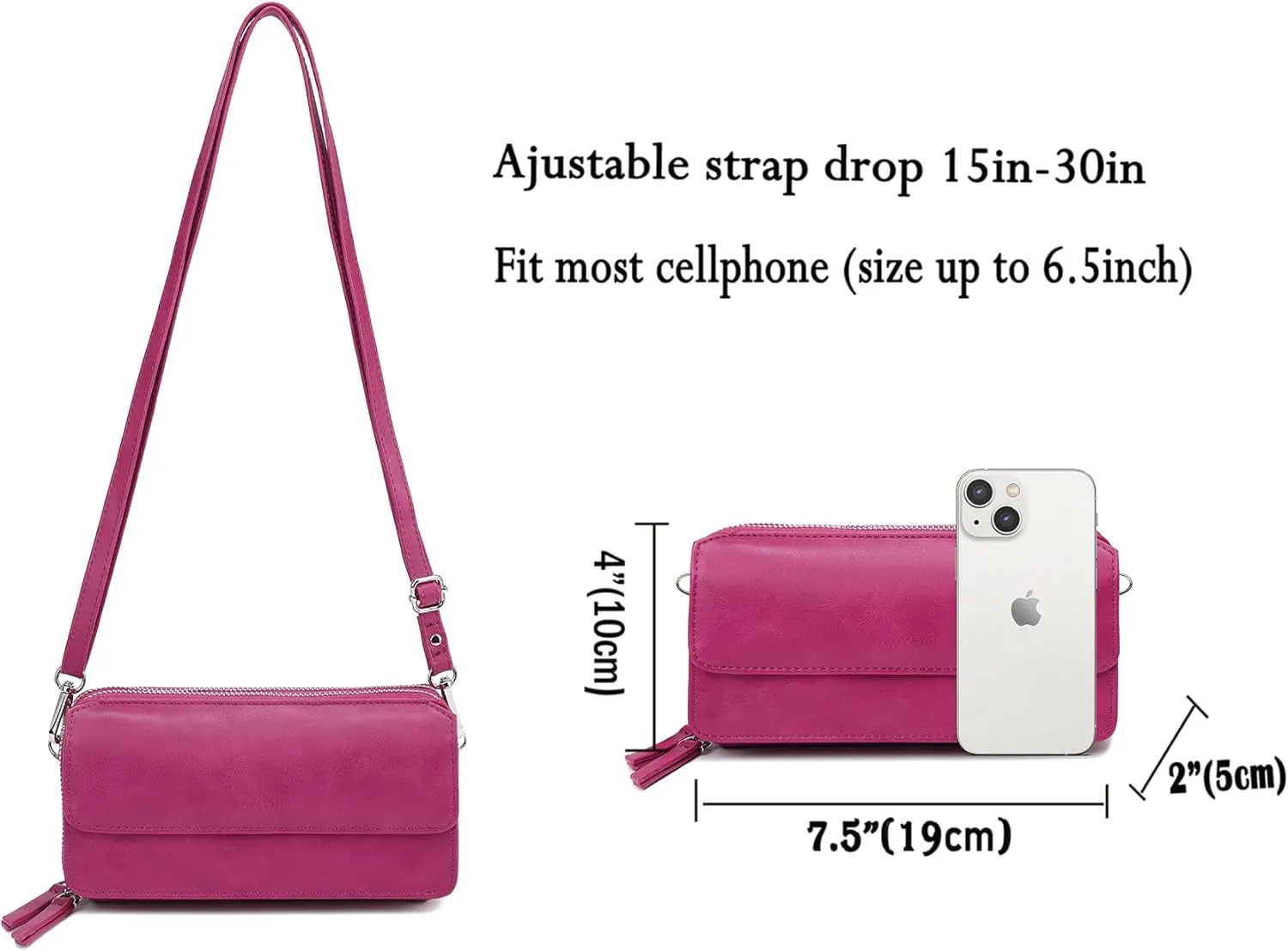 Lanyani RFID Crossbody Wallet Wristlet Purse with Phone Pocket For Women Vegan Leather