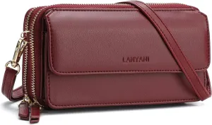 Lanyani RFID Crossbody Wallet Wristlet Purse with Phone Pocket For Women Vegan Leather