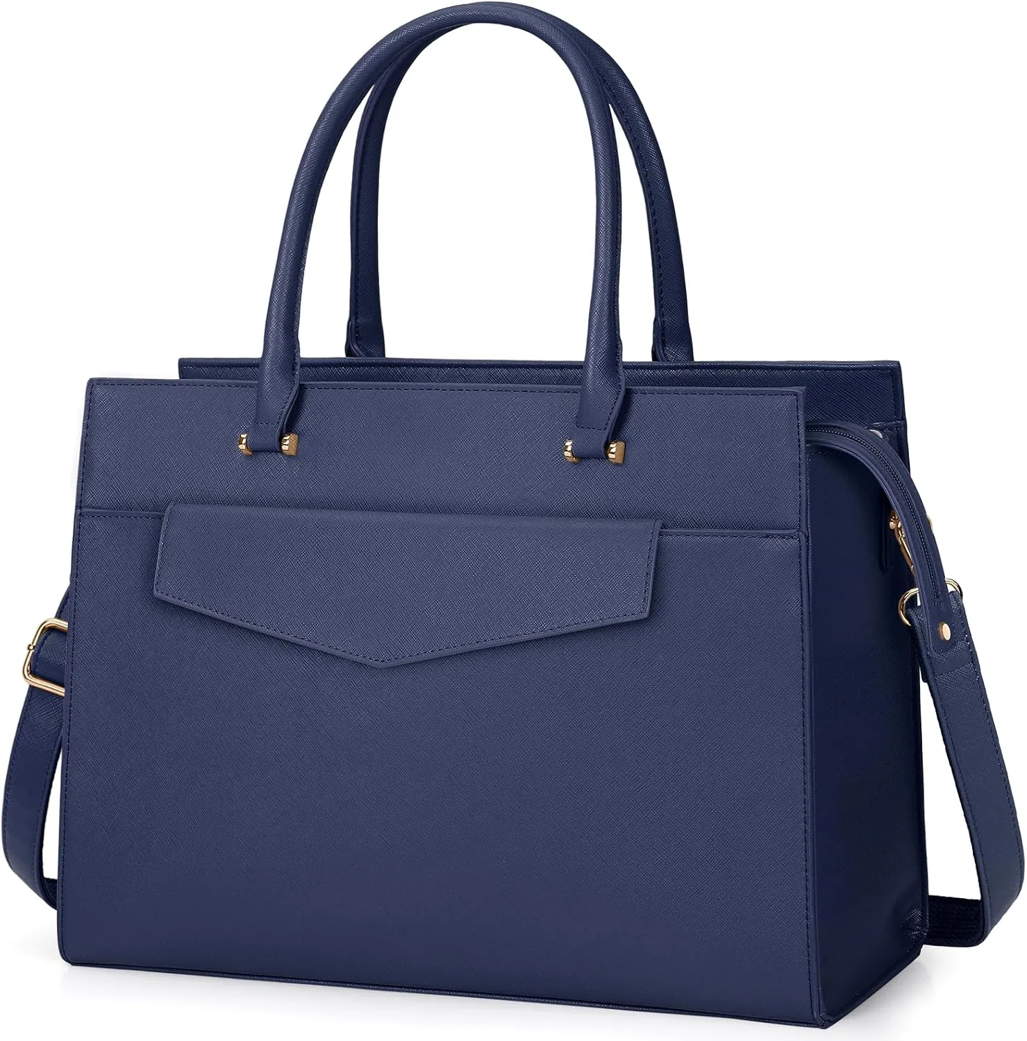 Laptop Bag for Women 15.6 inch Leather Tote Bag 2pcs Set Professional Work Bag with Envelope Clutch Bag Large Office Computer Bag Teacher Bag Shoulder Bag Satchel Purse, Blue