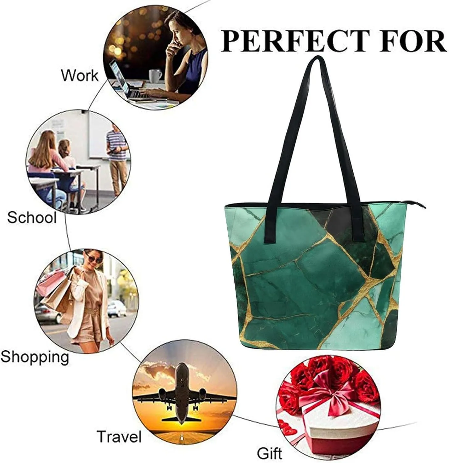 Large Leather Tote Bag Travel Work Daily Essentials Handbag For Women Men