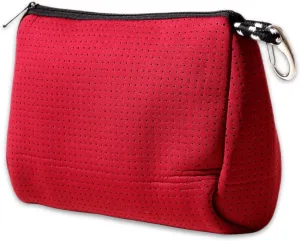 Large Makeup Bag with Zipper, Burgundy- Waterproof Neoprene Cosmetic Bag 7.7 x 10.75 x 5 inches
