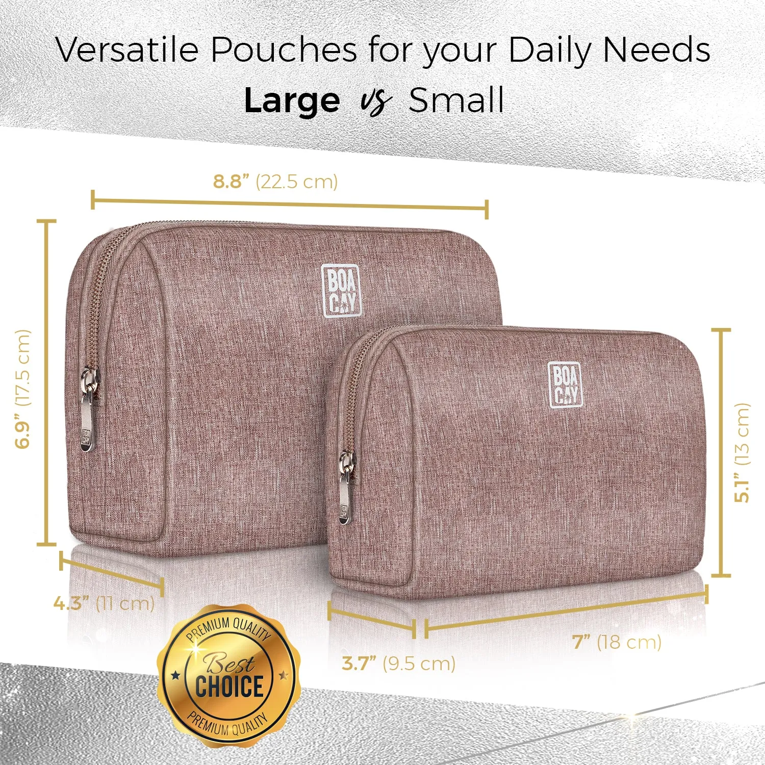 Large Minimalist Cosmetic Pouch - Coffee with Milk Brown