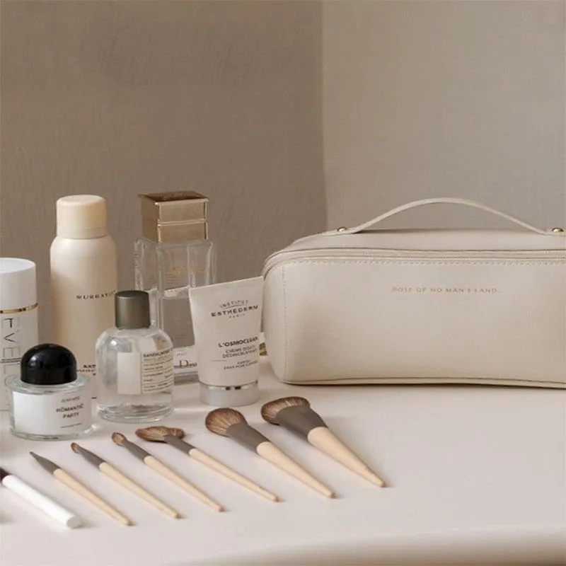 Large Travel Cosmetic Leather Bag