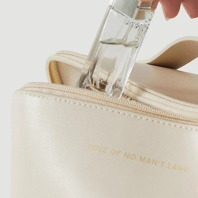 Large Travel Cosmetic Leather Bag