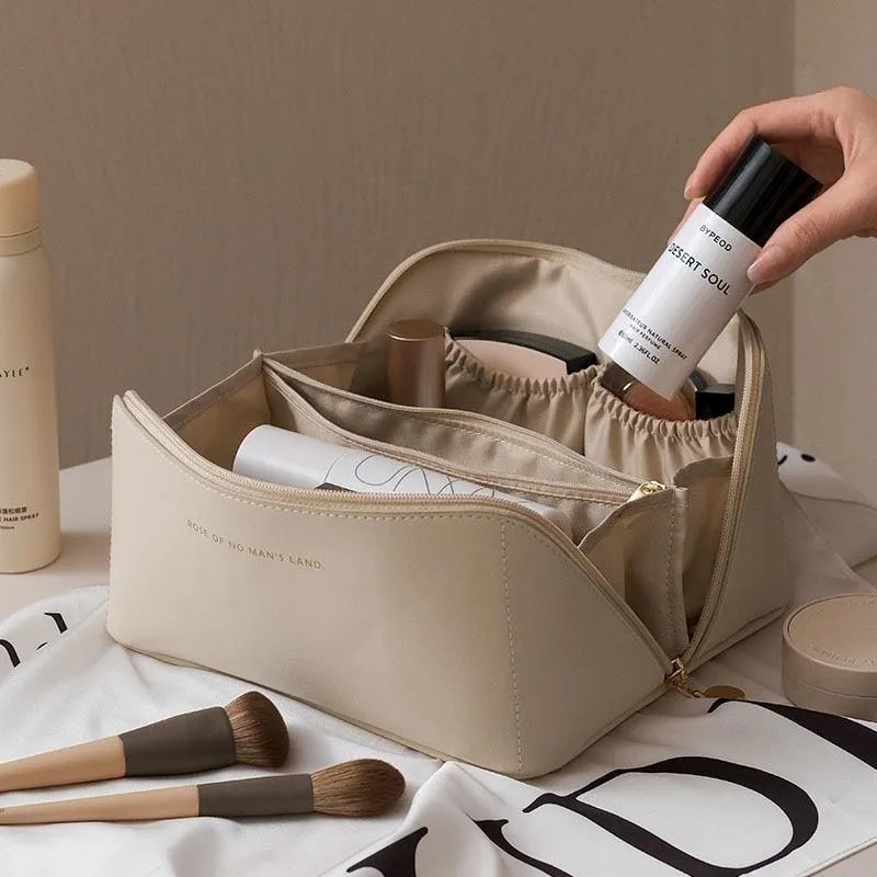 Large Travel Cosmetic Leather Bag