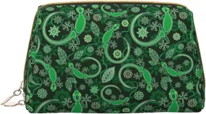Large Travel Makeup Bag - Abstract Gecko Lizard Green Pvc Leather Portable Cosmetic Bags for Women with Zipper, Skincare Bag Makeup Pouch Toiletry Bag for Women