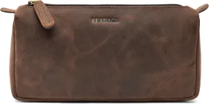 LEABAGS Leather Toiletry Bag for Men - Vintage Genuine Buffalo Leather - Mens Travel Bag Toiletry Palm Bay Black