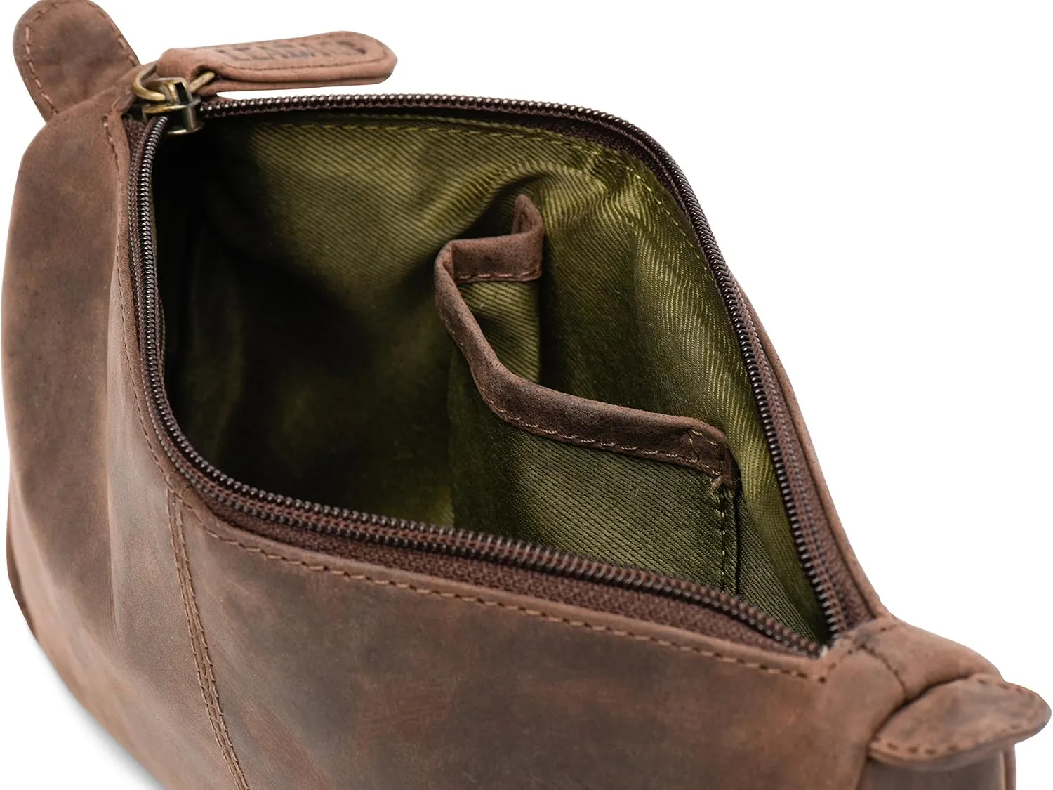 LEABAGS Leather Toiletry Bag for Men - Vintage Genuine Buffalo Leather - Mens Travel Bag Toiletry Palm Bay Black