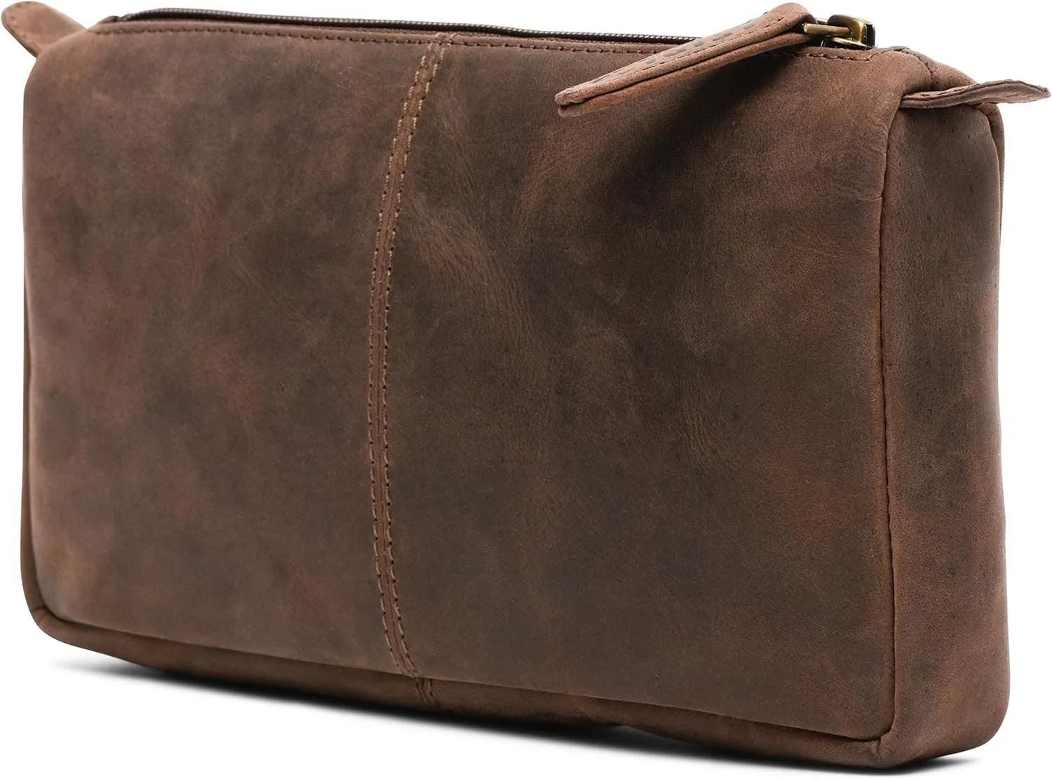 LEABAGS Leather Toiletry Bag for Men - Vintage Genuine Buffalo Leather - Mens Travel Bag Toiletry Palm Bay Black