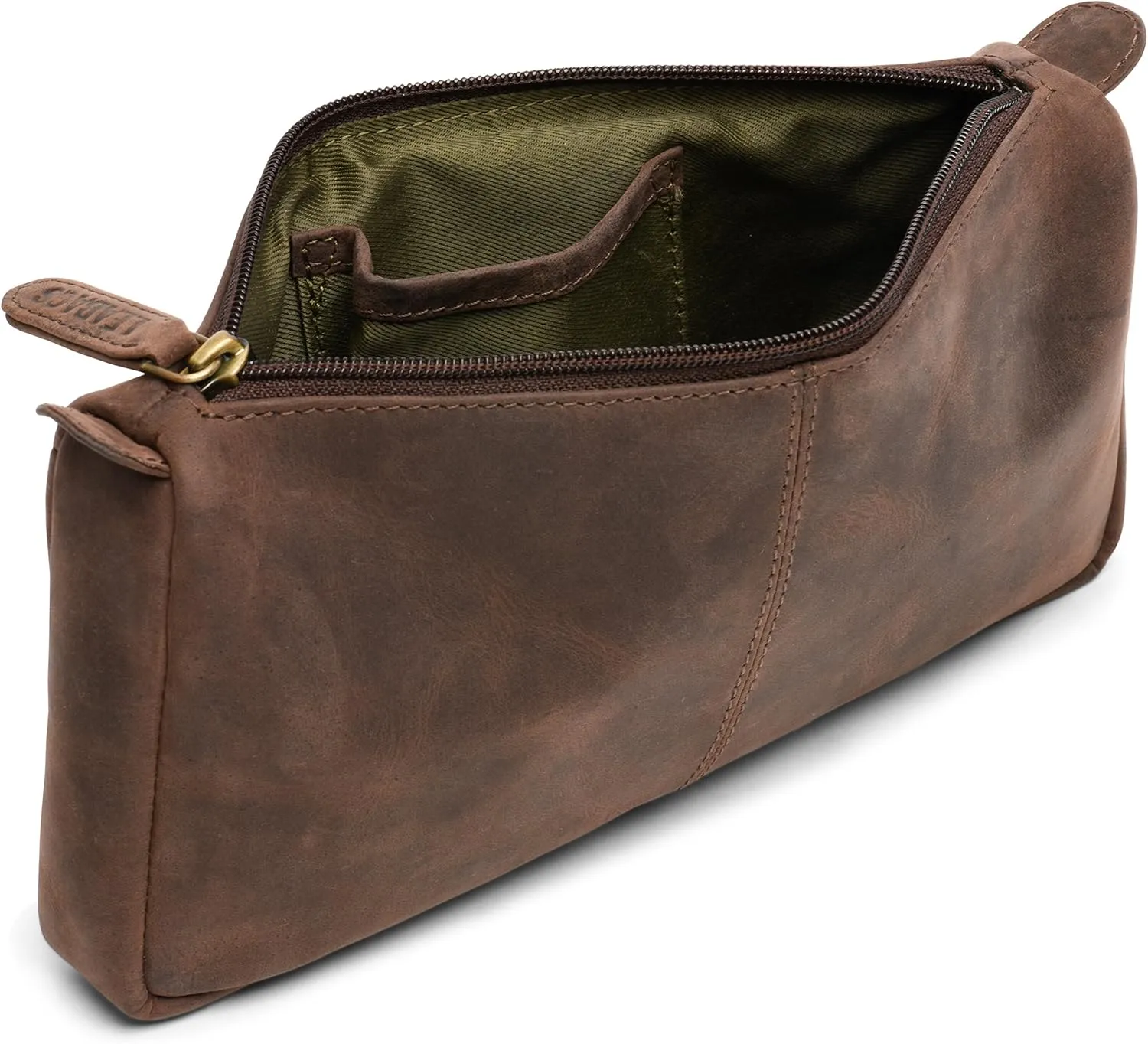 LEABAGS Leather Toiletry Bag for Men - Vintage Genuine Buffalo Leather - Mens Travel Bag Toiletry Palm Bay Black