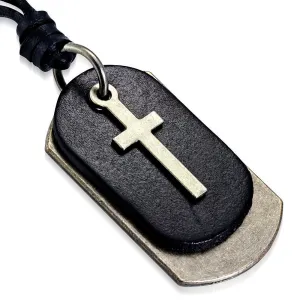 Leather Cross Tag Pendant