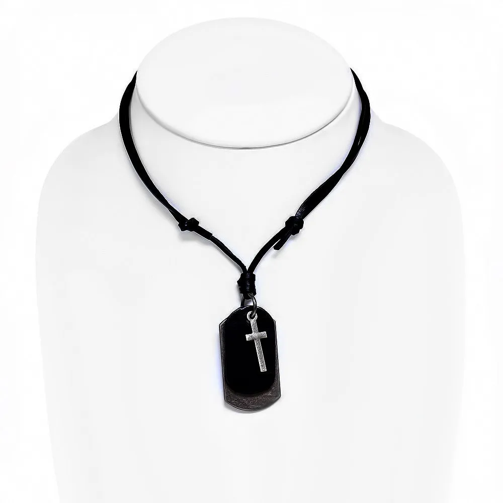 Leather Cross Tag Pendant