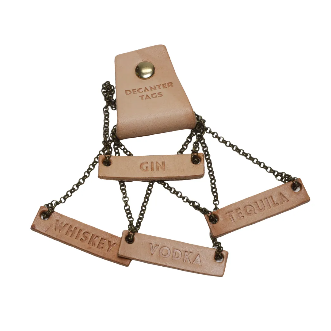 Leather Decanter Tag Set - 4 Pack