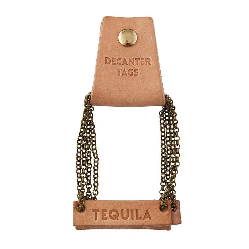 Leather Decanter Tag Set - 4 Pack