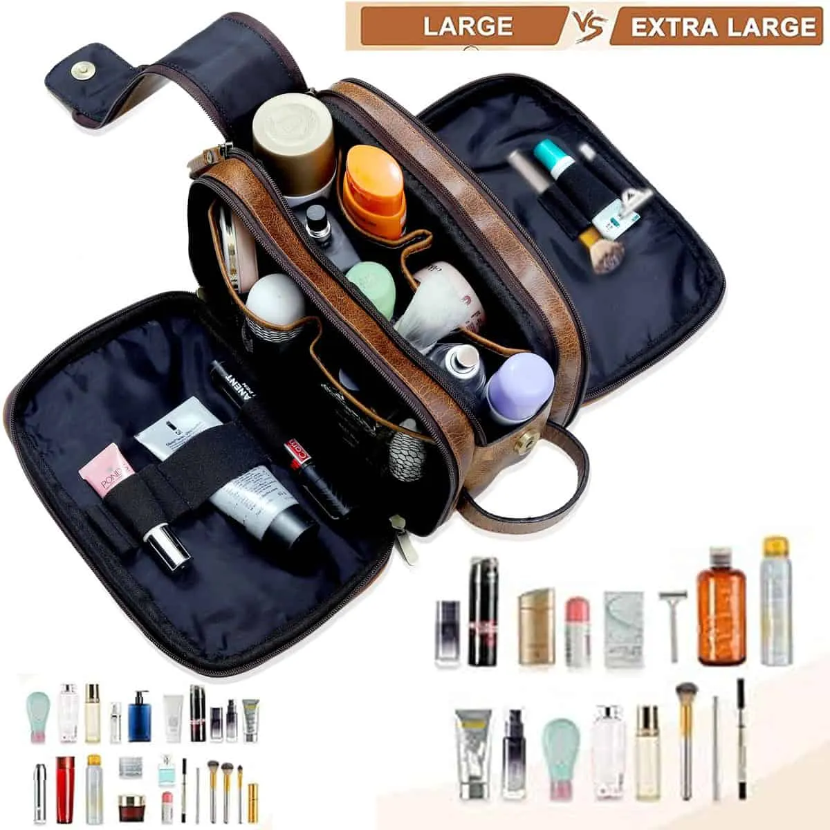 Leather Dopp Kit Toiletry Bag
