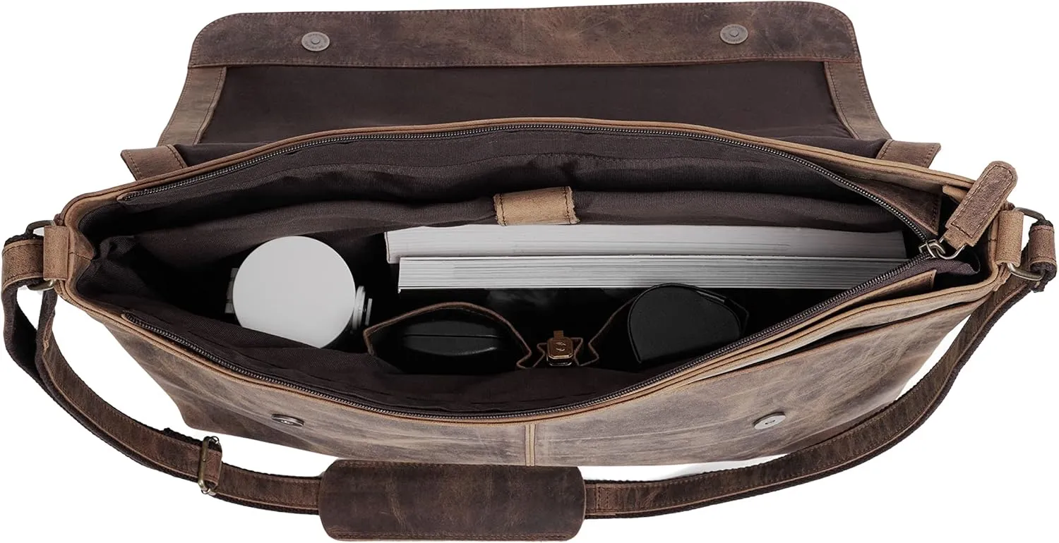 Leather messenger satchel laptop briefcase for men and women best handmade buffalo office computer bag