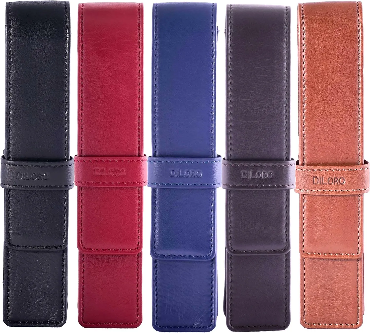 Leather Single Pen Case Pencil Pouch Holder for One Fountain Ballpoint Rollerball Pen and Pencil (Bugatti Tan)