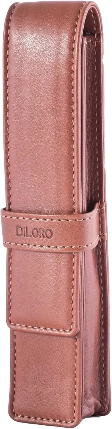 Leather Single Pen Case Pencil Pouch Holder for One Fountain Ballpoint Rollerball Pen and Pencil (Bugatti Tan)