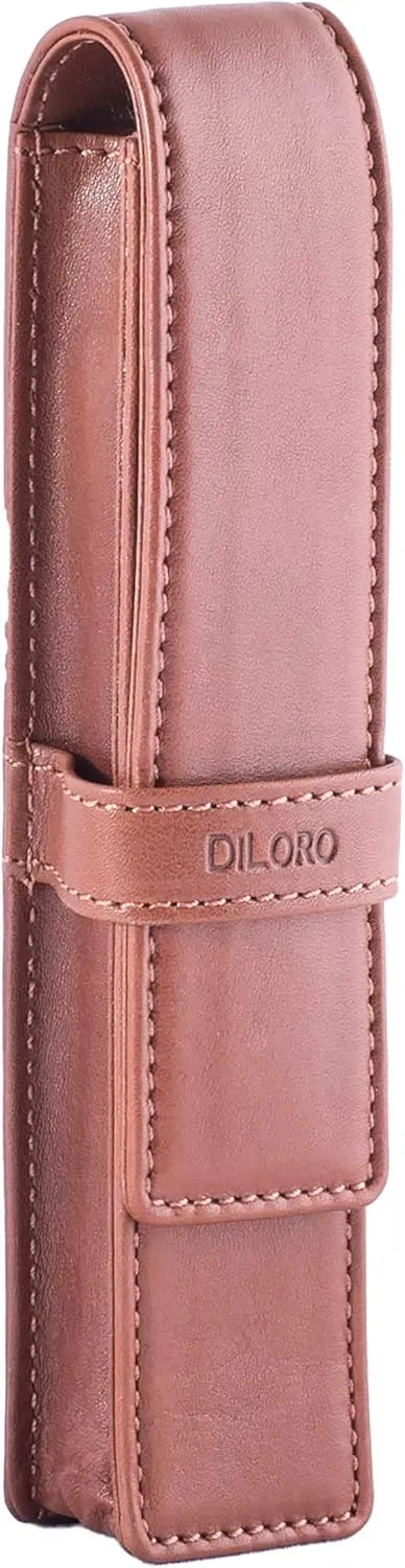 Leather Single Pen Case Pencil Pouch Holder for One Fountain Ballpoint Rollerball Pen and Pencil (Bugatti Tan)