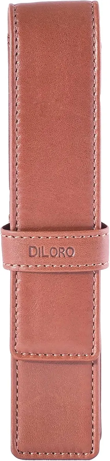 Leather Single Pen Case Pencil Pouch Holder for One Fountain Ballpoint Rollerball Pen and Pencil (Bugatti Tan)