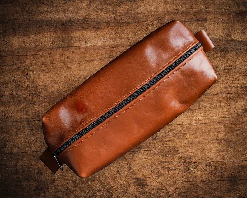 Leather Toiletry Bag for Travel