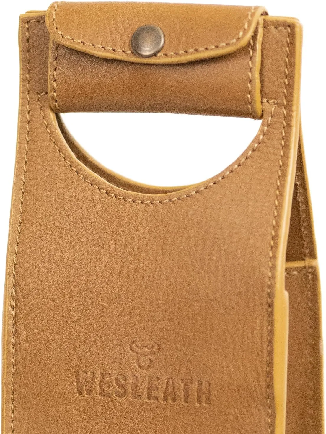 Leather Tote Wine Carrier Bag | Premium Quality Single Bottle Carry with Strong Handles, Full Grain Leather & Metal Buckle - Protective Carrier for Picnic, Wine Champagne Gift Bag in Sand