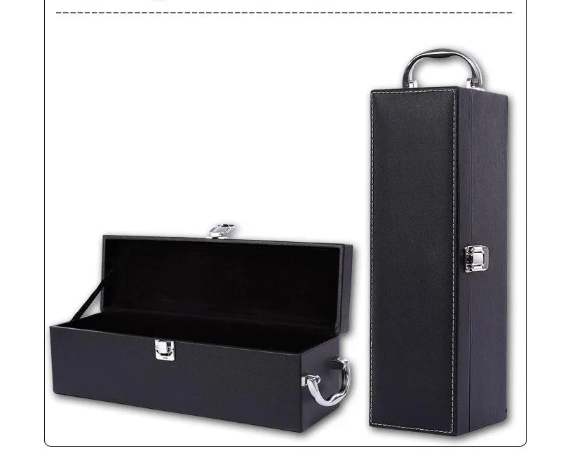 Leather Wooden Wine Box with Opener Tools