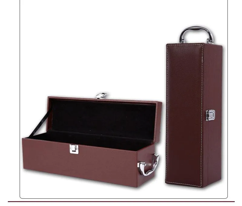 Leather Wooden Wine Box with Opener Tools