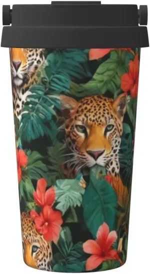 Leopards In The Jungle Travel Mug Carry Insulated Coffee Mug Cup Holder Friendly For Hot Cold Water